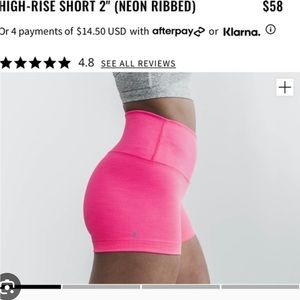 Nobull Neon Pink Ribbed 2” shorts med